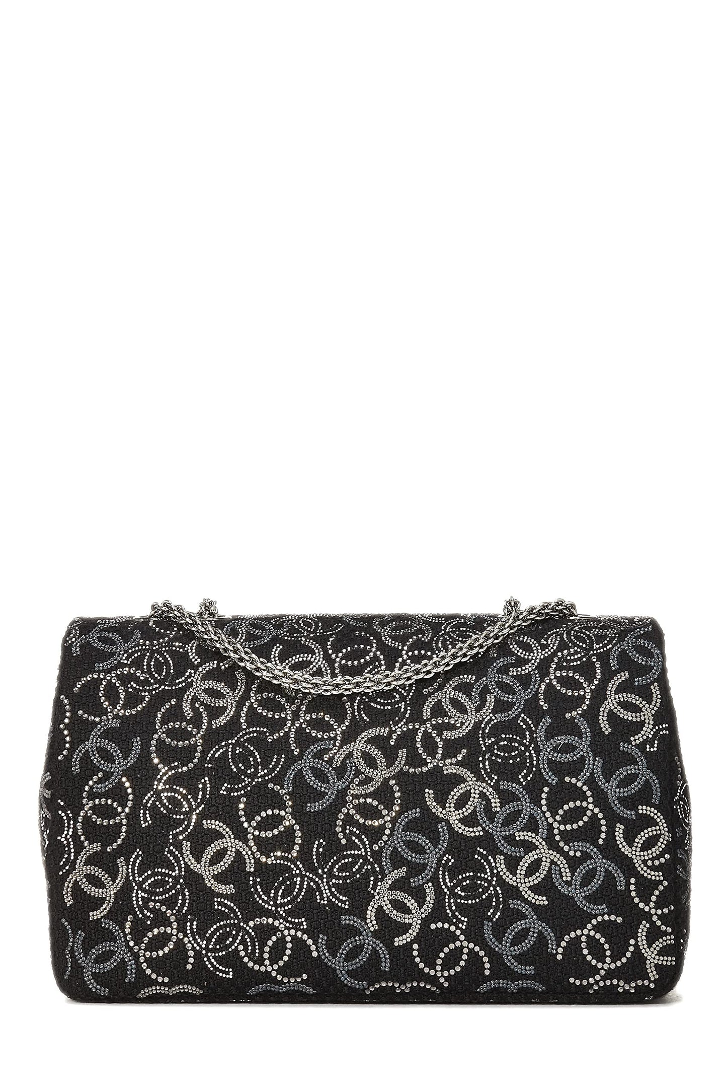 Chanel, Paris-Shanghai Black Tweed Crystal 'CC' Half Flap Jumbo, Black