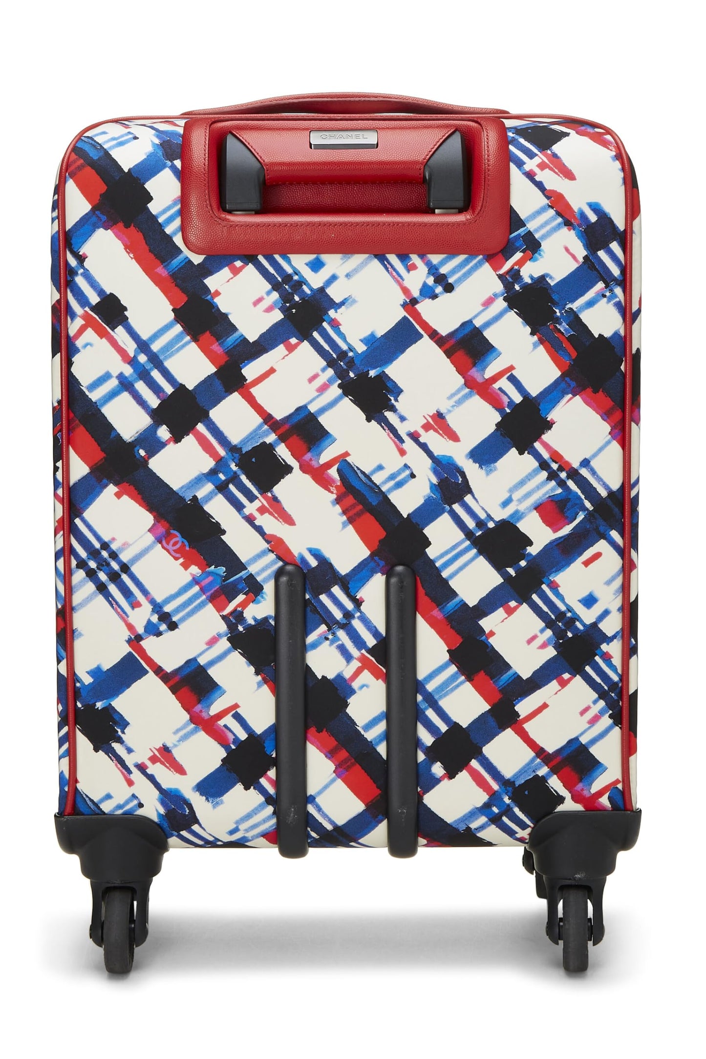 Chanel, Multicolor Plaid Canvas Airlines Trolley, Red