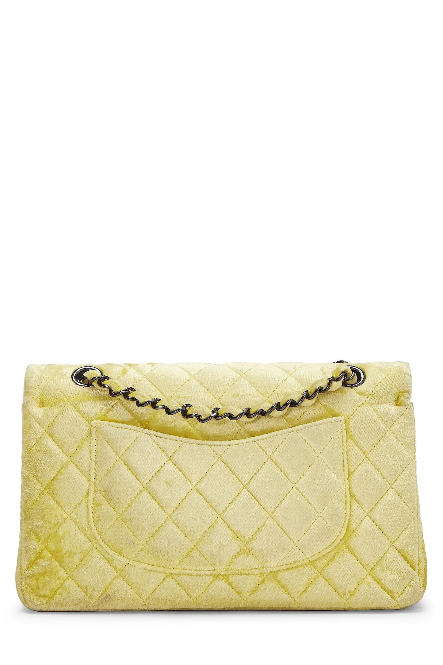 Chanel, Yellow Quilted Velvet Classic Double Flap Small, Yellow