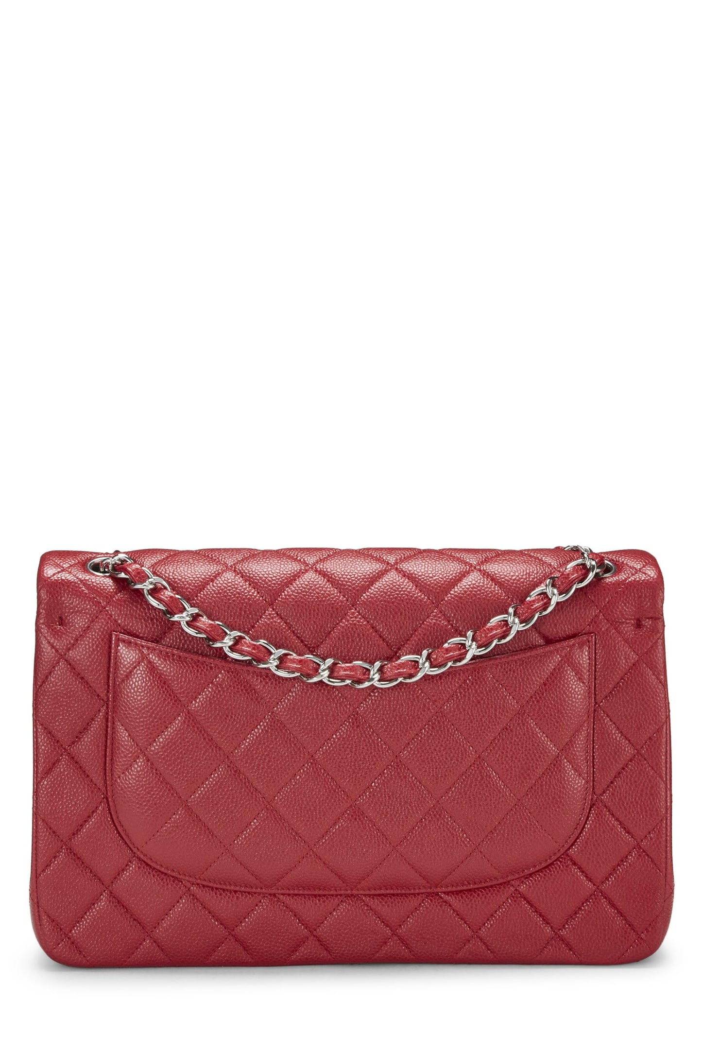 Chanel, Red Quilted Caviar New Classic Double Flap Jumbo, Red