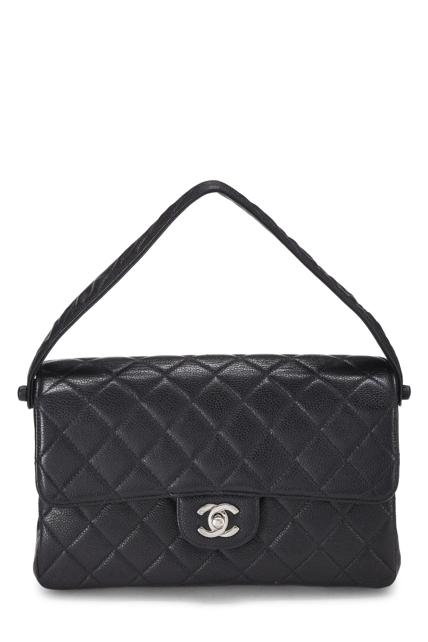 Chanel, Black Quilted Caviar Double Sided Classic Flap Medium, Black