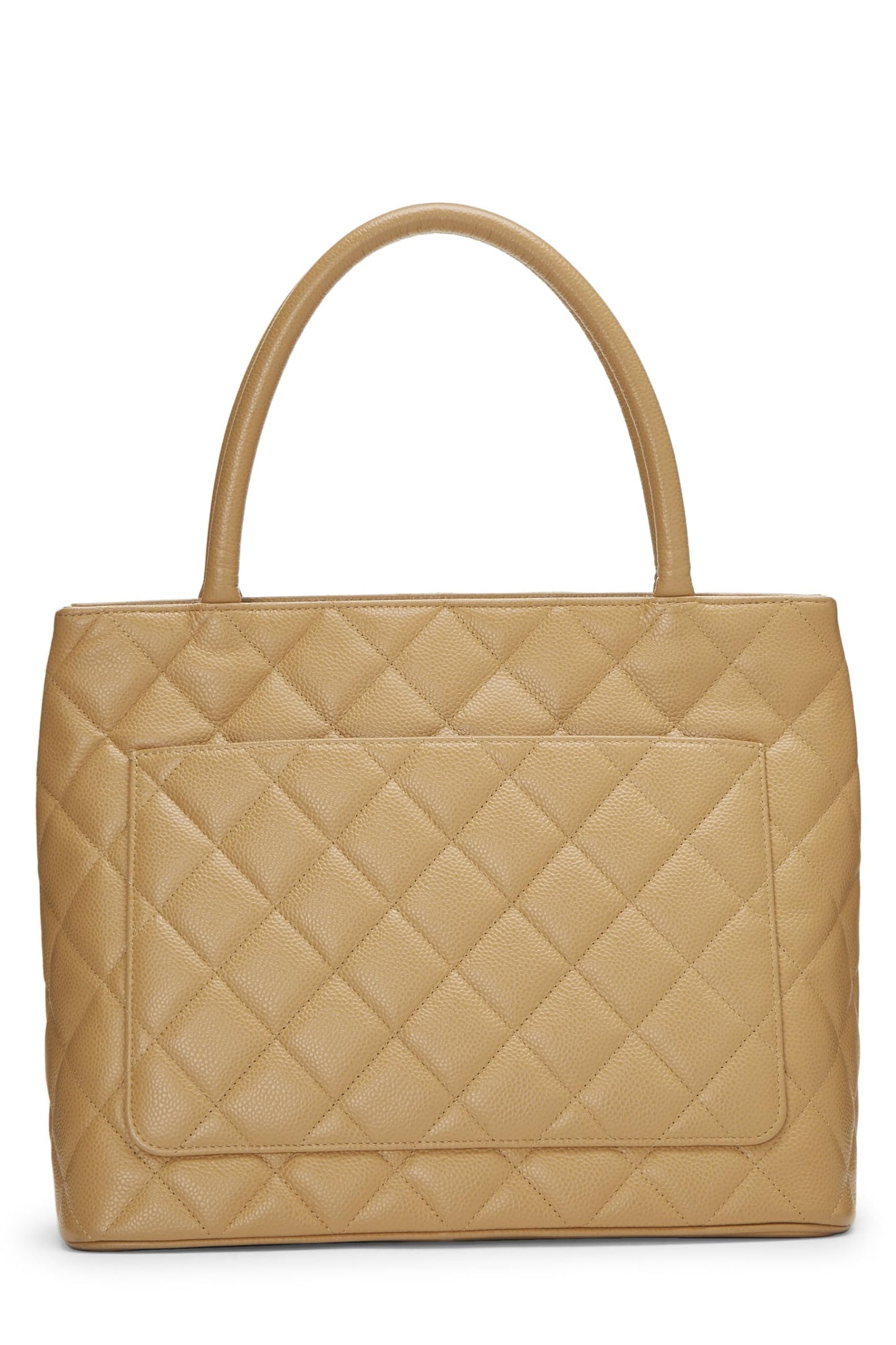Chanel, Beige Quilted Caviar Medallion Tote, Beige