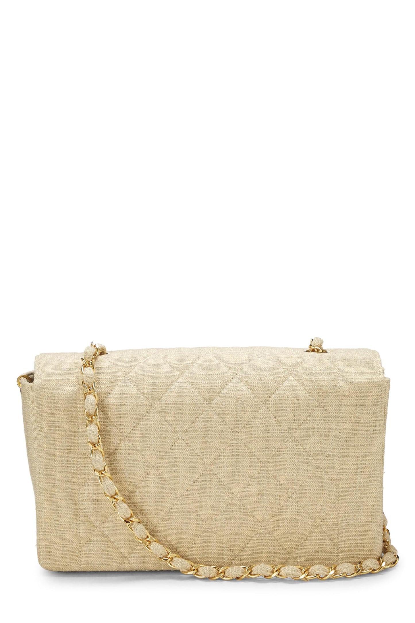 Chanel, Beige Quilted Linen Classic Flap Medium, Beige