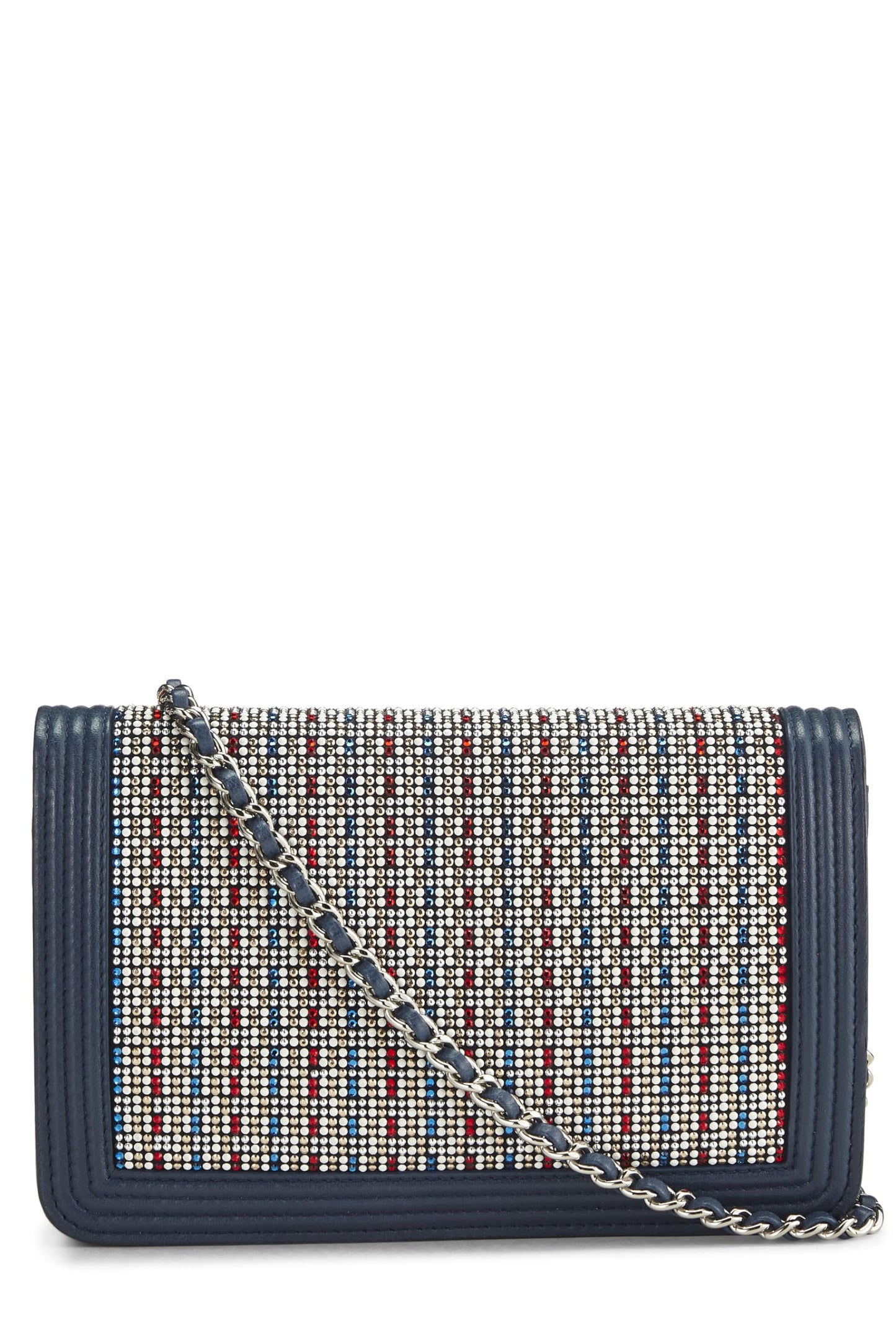 Chanel, Blue Embellished Boy Wallet on Chain (WOC), Blue