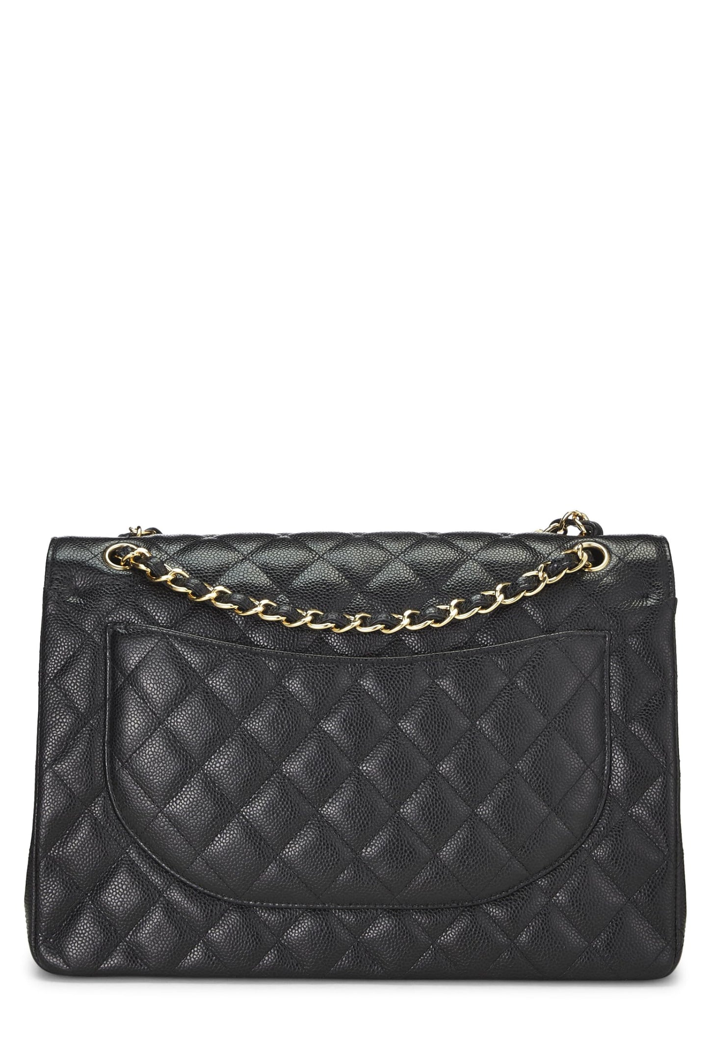 Chanel, Black Quilted Caviar New Classic Double Flap Maxi, Black