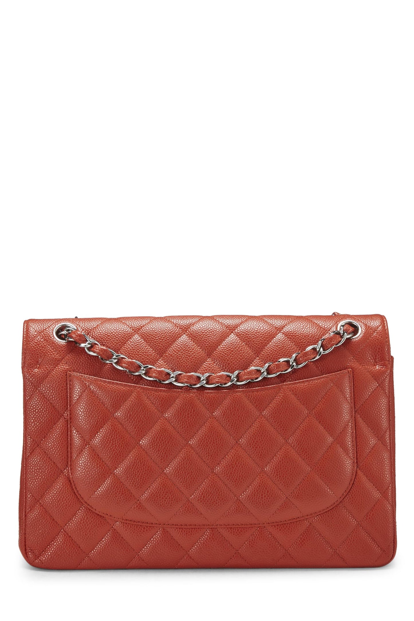 Chanel, Orange Quilted Caviar New Classic Double Flap Jumbo, Orange