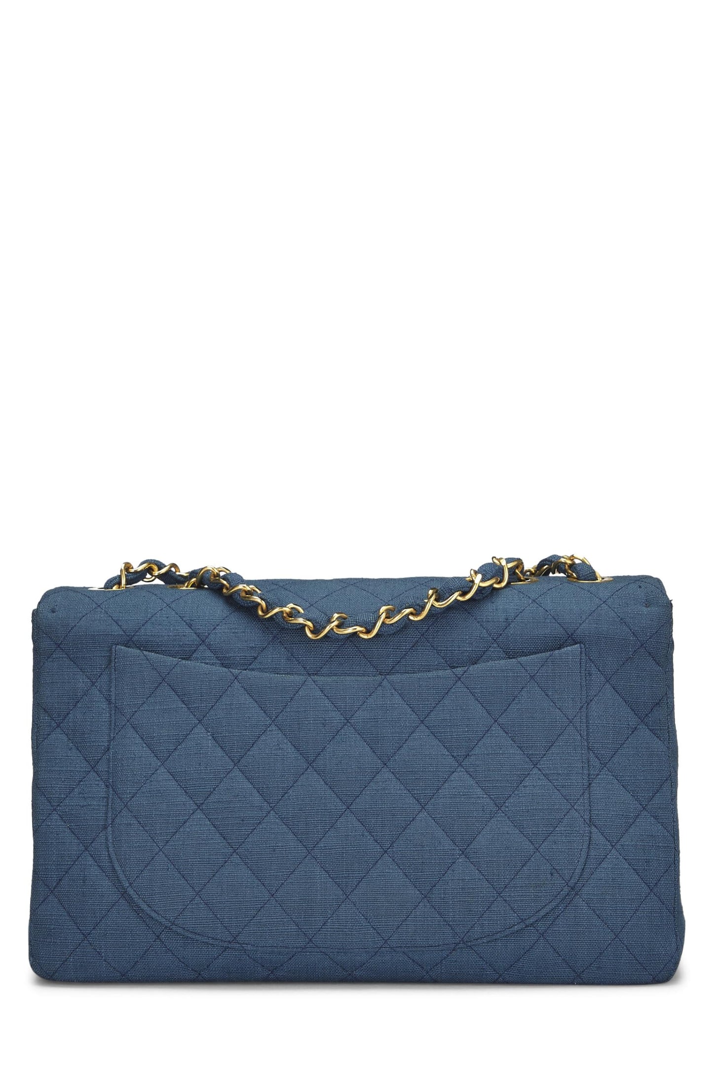 Chanel, Blue Linen Half Flap Maxi, Blue
