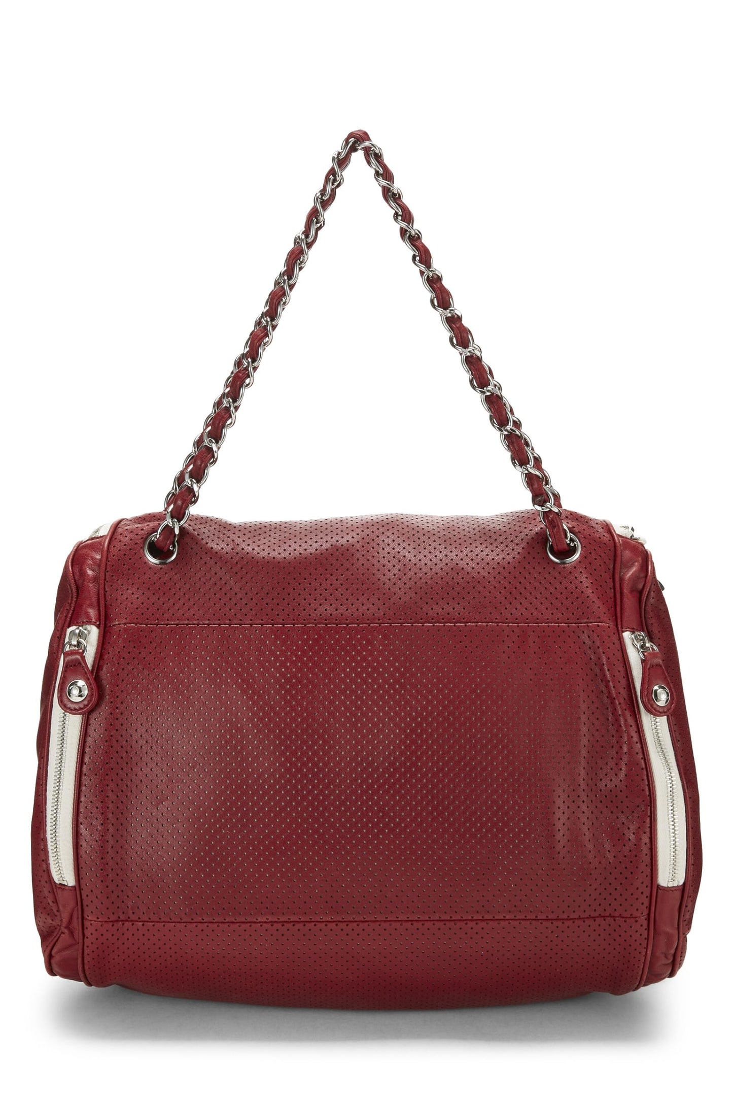 Chanel, Burgundy Perforated Leather 'CC' Tote, Red