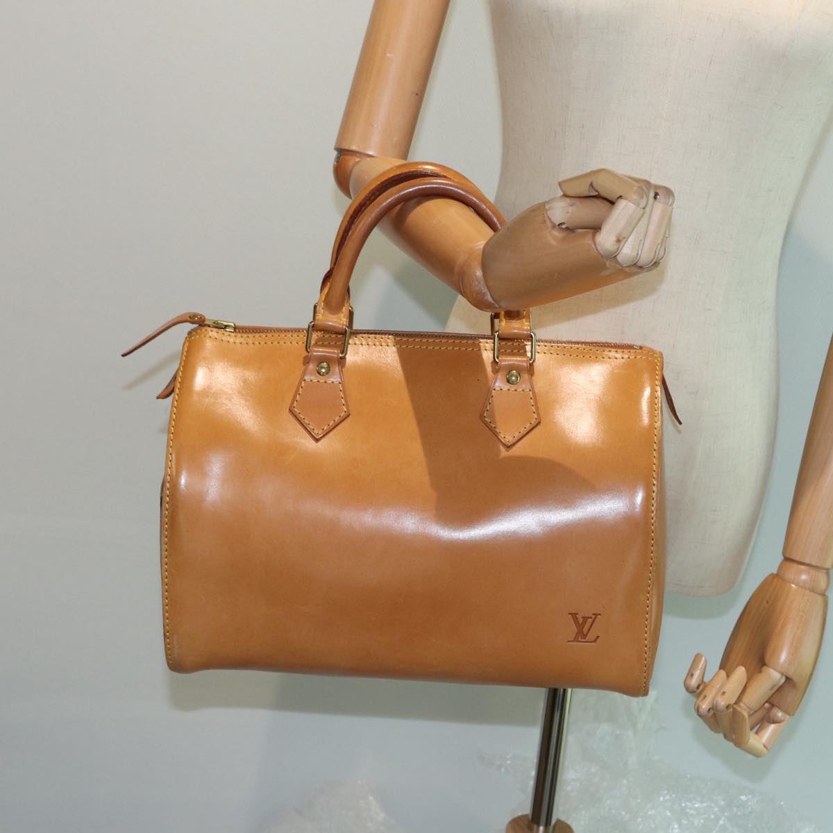 LOUIS VUITTON Nomad leather Speedy 30 Hand Bag Beige M85392 LV 82758