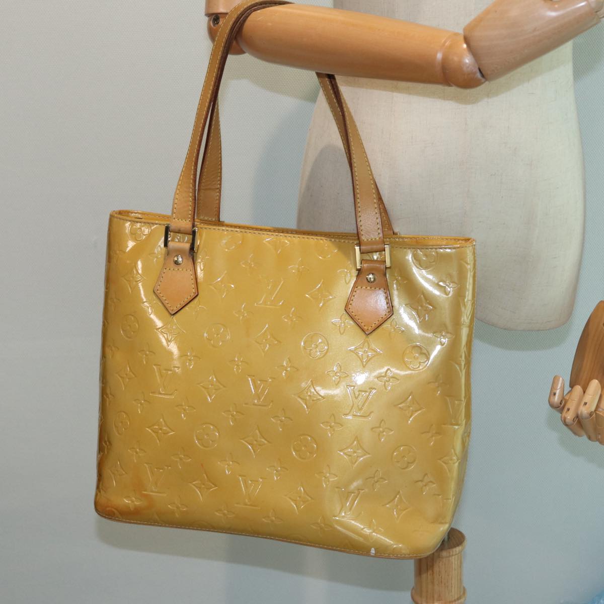 LOUIS VUITTON Monogram Vernis Houston Hand Bag Noisette M91340 LV 82768