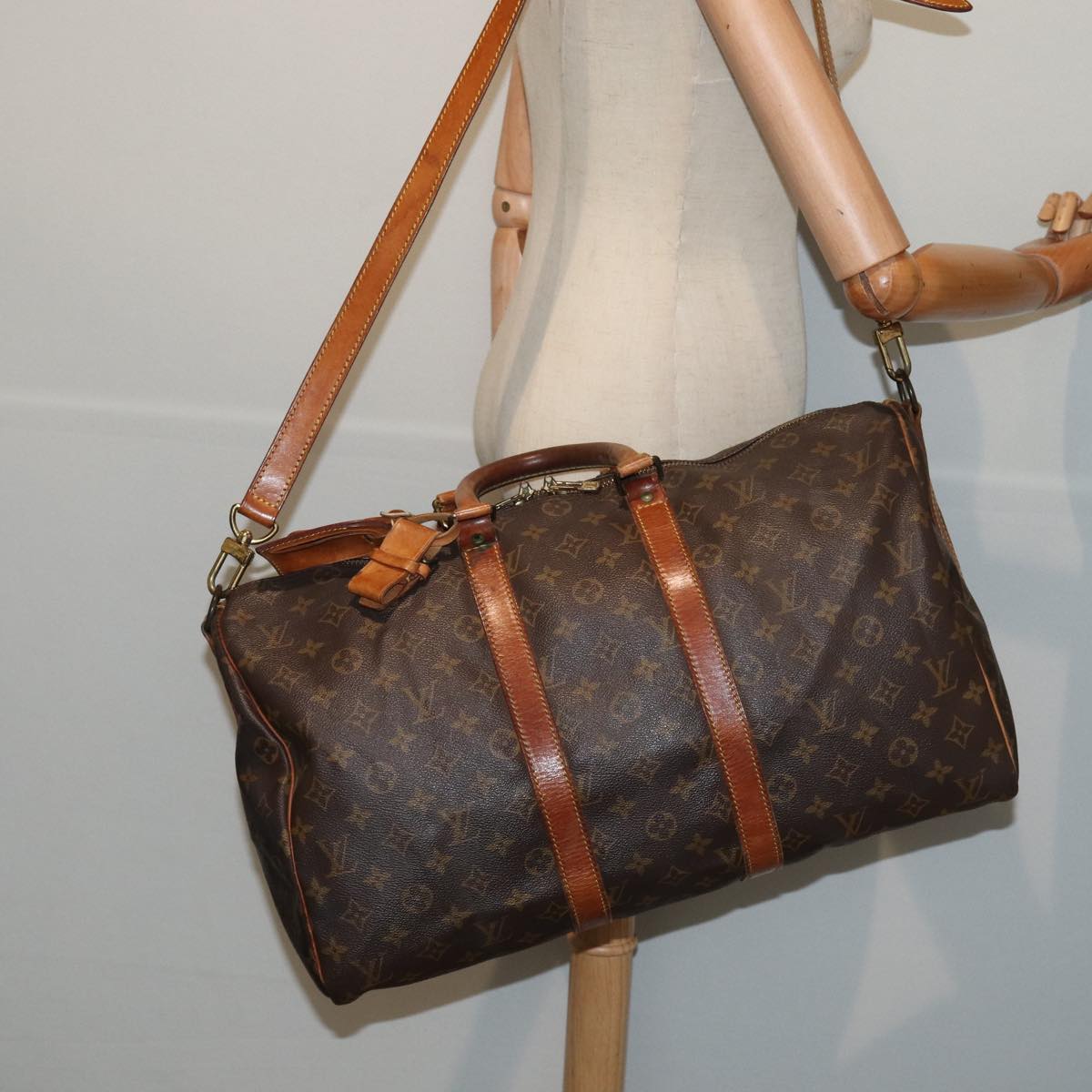 LOUIS VUITTON Monogram Keepall Bandouliere 45 Boston Bag M41418 LV 82812