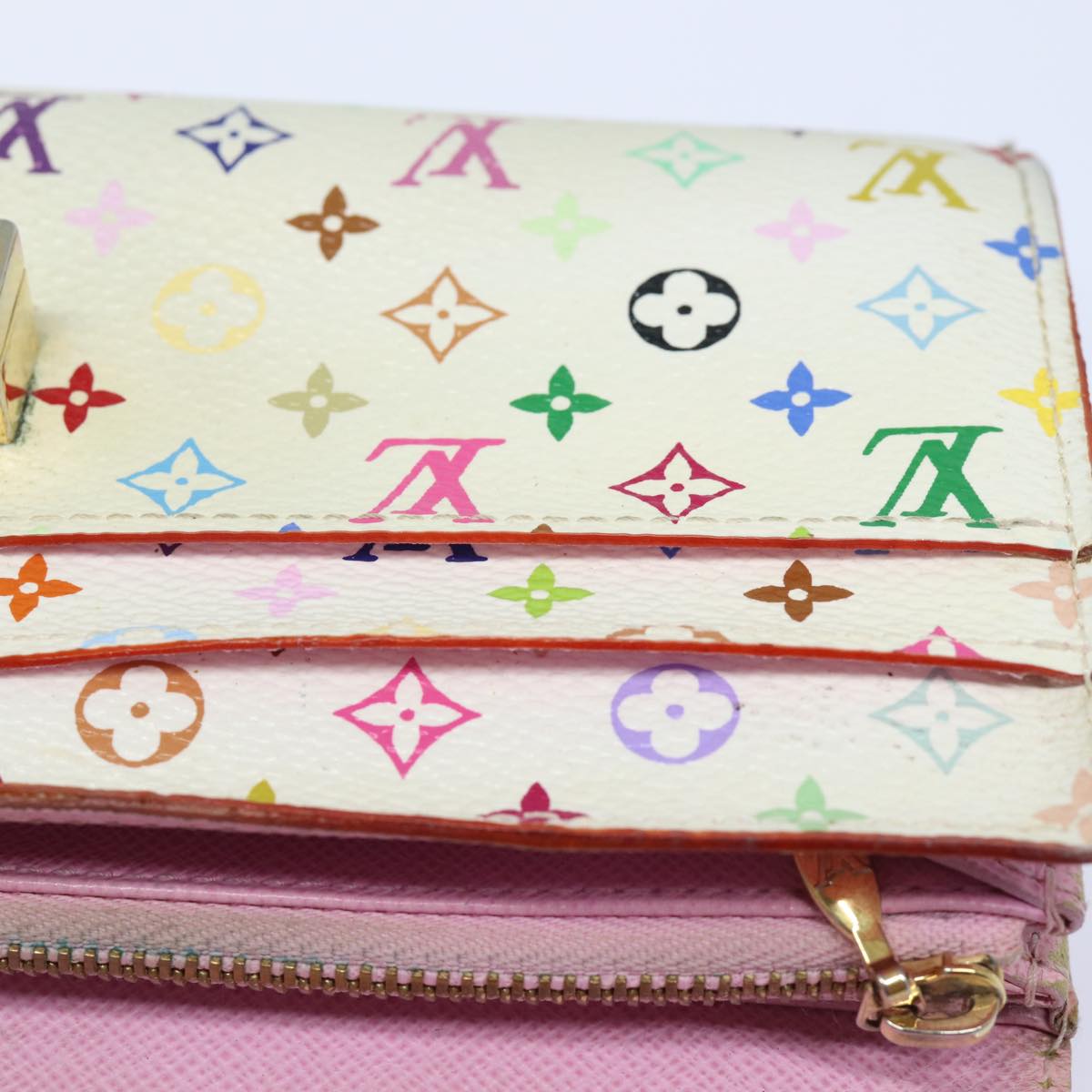 LOUIS VUITTON Multicolor Portefeuille Sara Nu Wallet White M60277 LV 82988