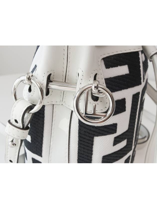 Luxury Fendi Montresor FF Mini Multi Bucket Bag White Black