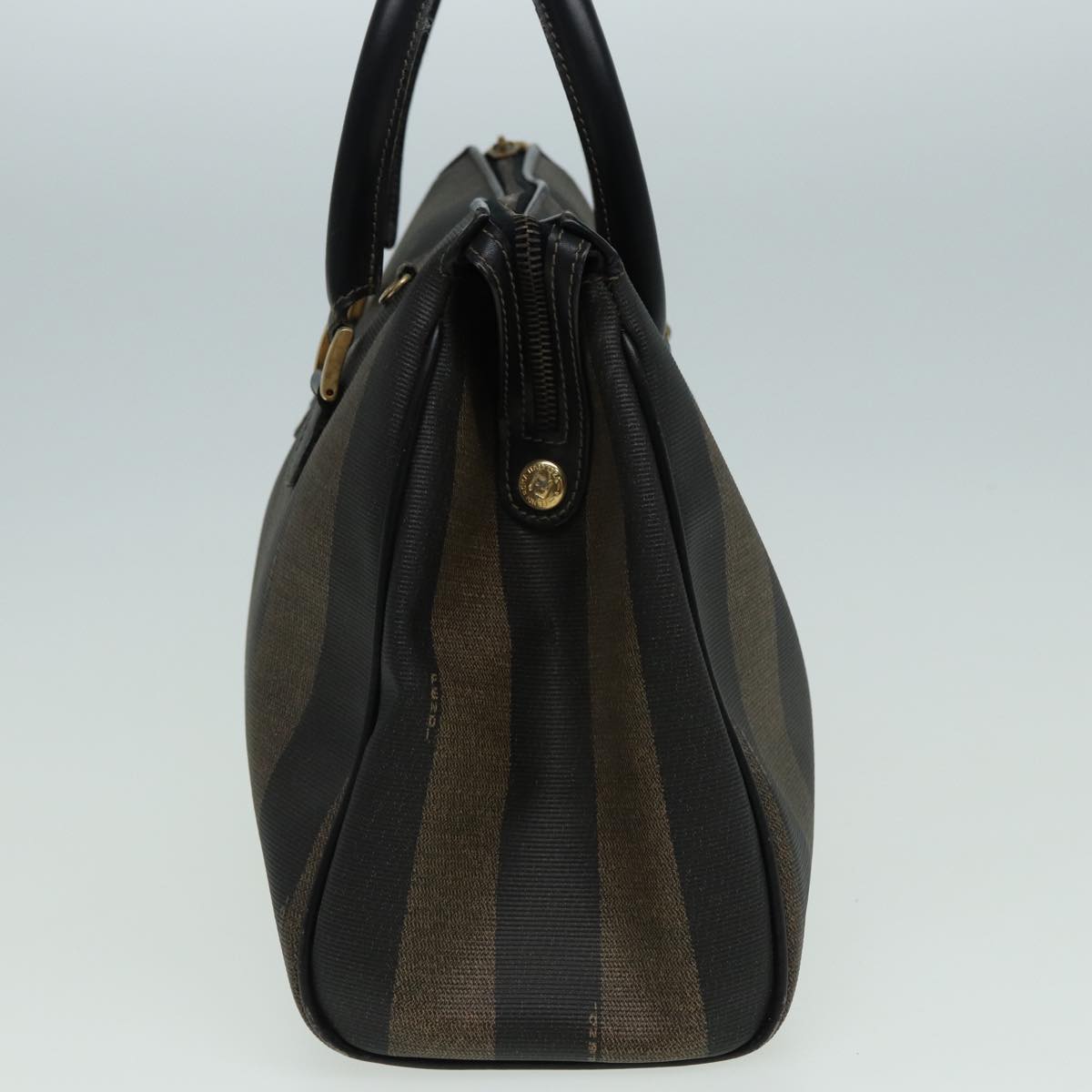 Luxury Fendi Pecan Canvas Hand Bag PVC Leather Brown83247