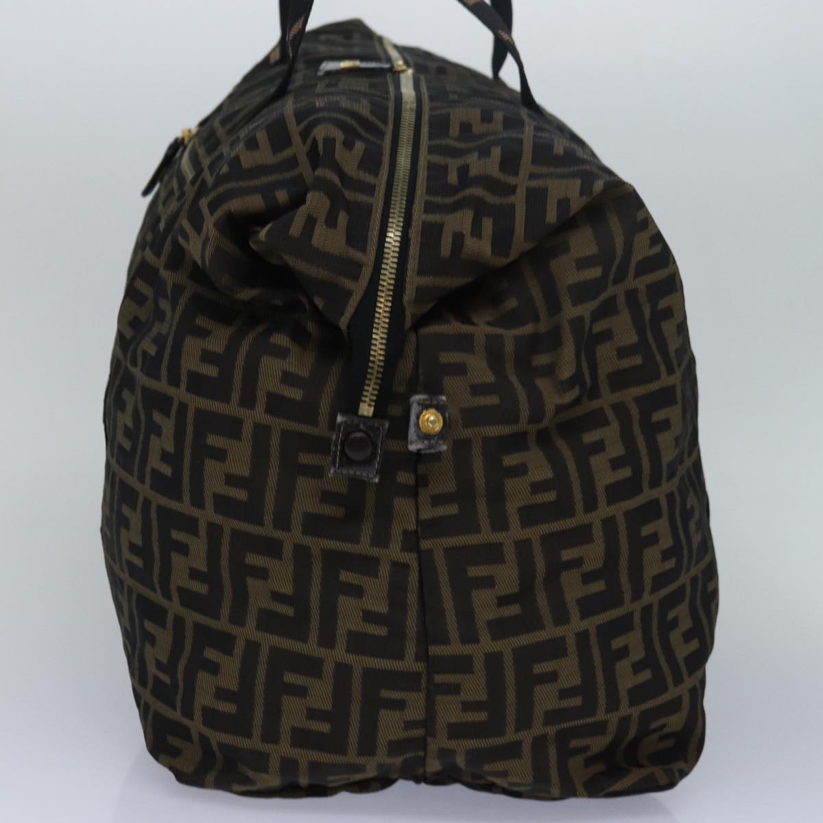 Luxury Fendi Zucca Canvas Boston Bag Brown Black83296