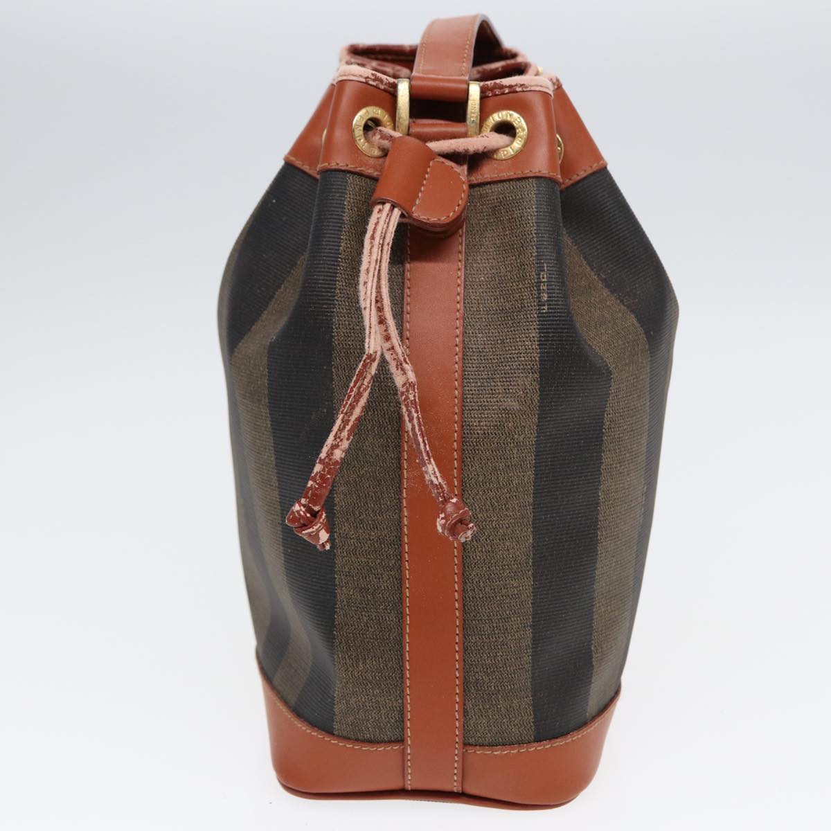 Luxury Fendi Pecan Canvas Shoulder Bag PVC Leather Brown83311