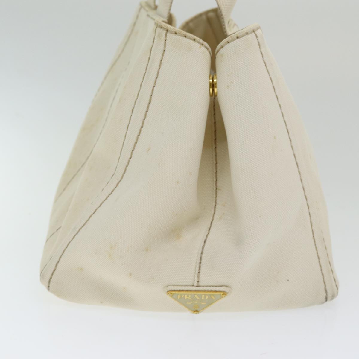 Luxury Prada Canapa MM Hand Bag Canvas Cream 83516