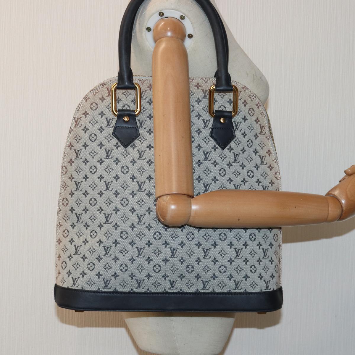 LOUIS VUITTON Monogram Mini Alma Haut Hand Bag Blue M92202 LV 83567