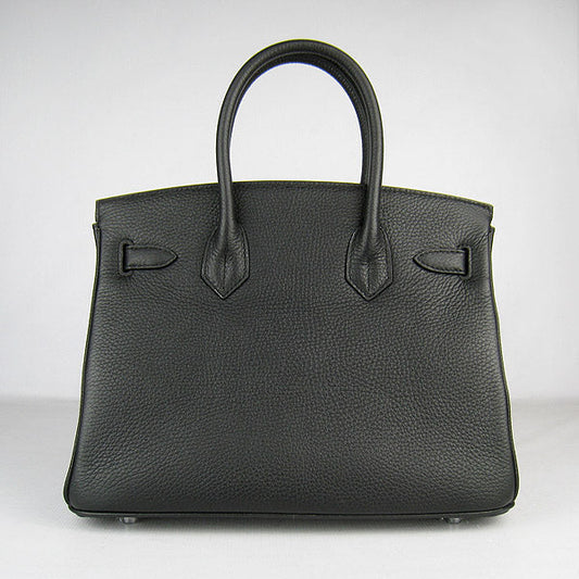 Luxury Hermes Birkin 30cm Togo Leather Handbags Black Silver