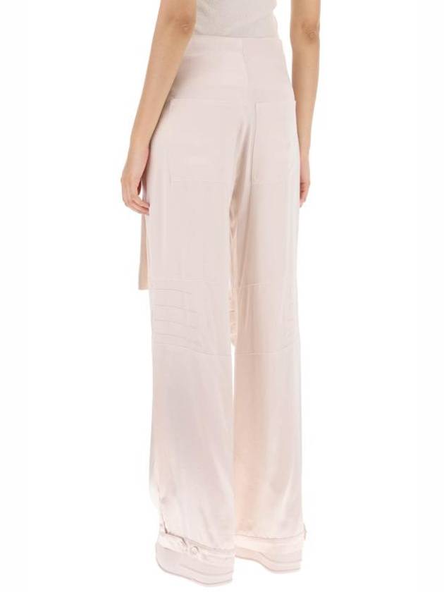 Luxury Fendi Women's Viscose Shiny Cargo Straight Pants Beige