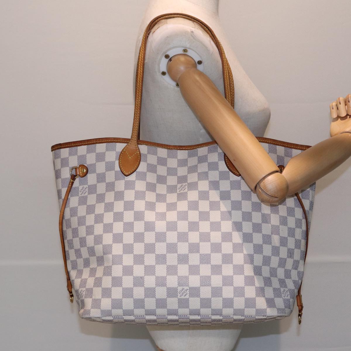 LOUIS VUITTON Damier Azur Neverfull MM Tote Bag N41605 LV 84162