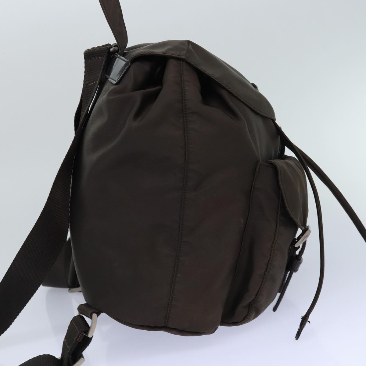 Luxury Prada Backpack Nylon Brown Silver 84546