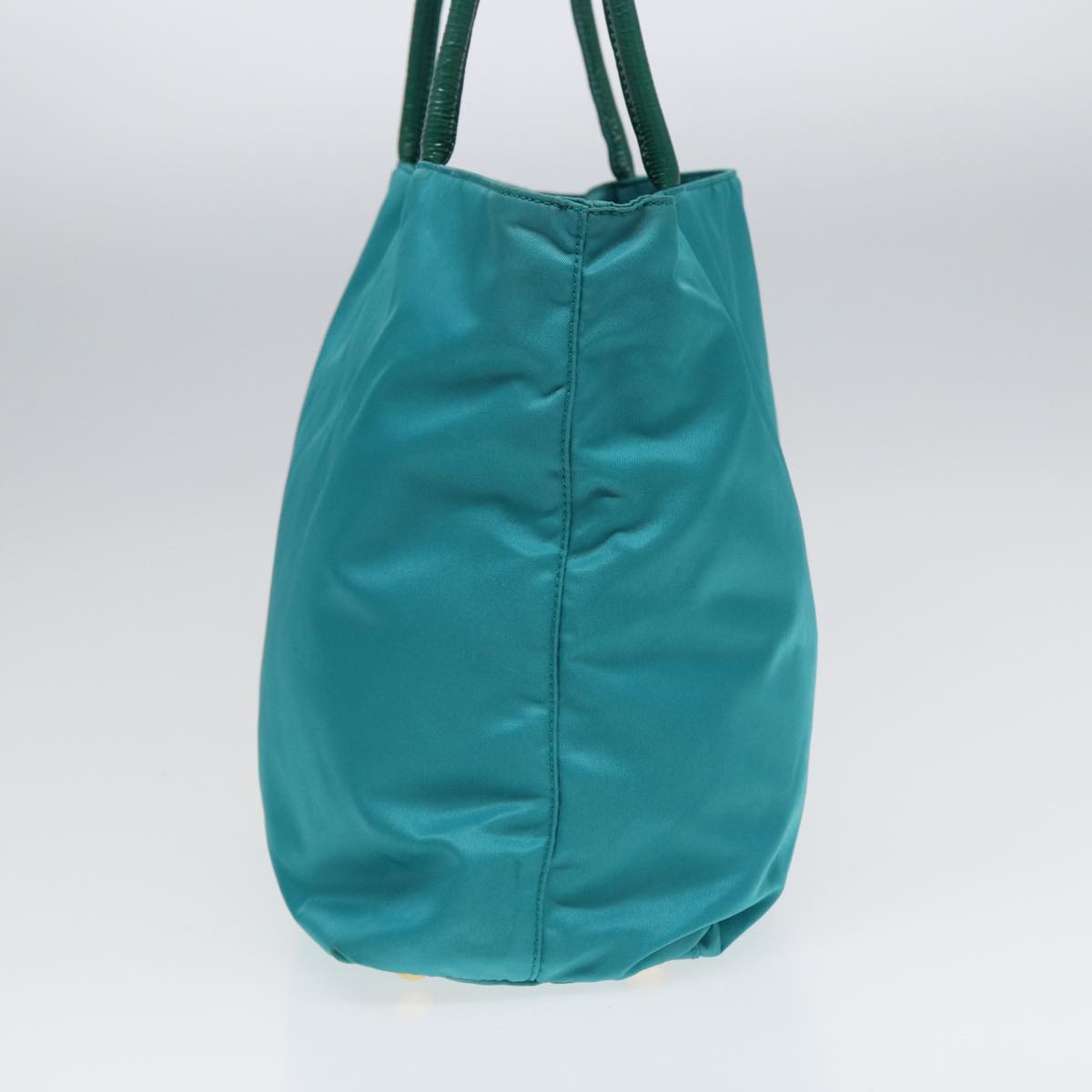 Luxury Prada Tote Bag Nylon Turquoise Blue Gold 84647