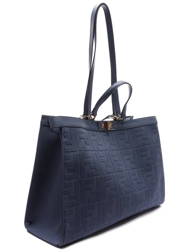 Luxury Fendi Logo Pattern Medium Canvas Tote Bag Blue