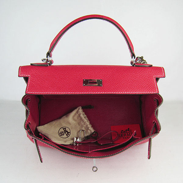 Luxury Hermes Kelly 32cm Togo Leather Handbag Red/Silver