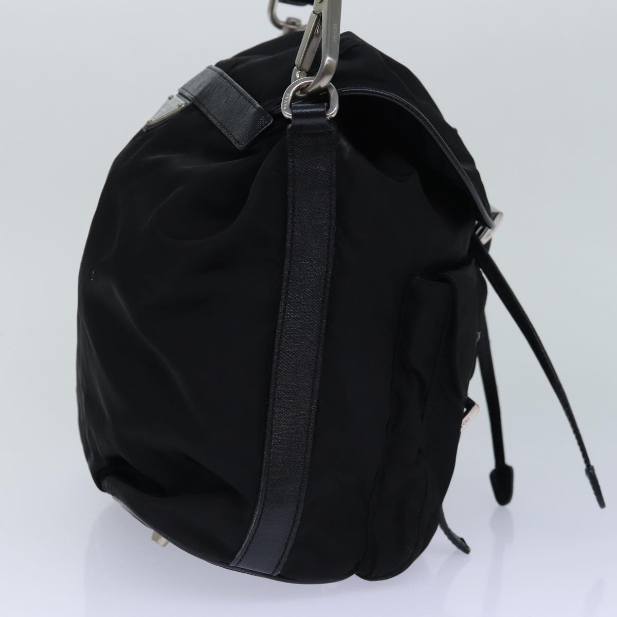 Luxury Prada Backpack Nylon Black Silver 85289