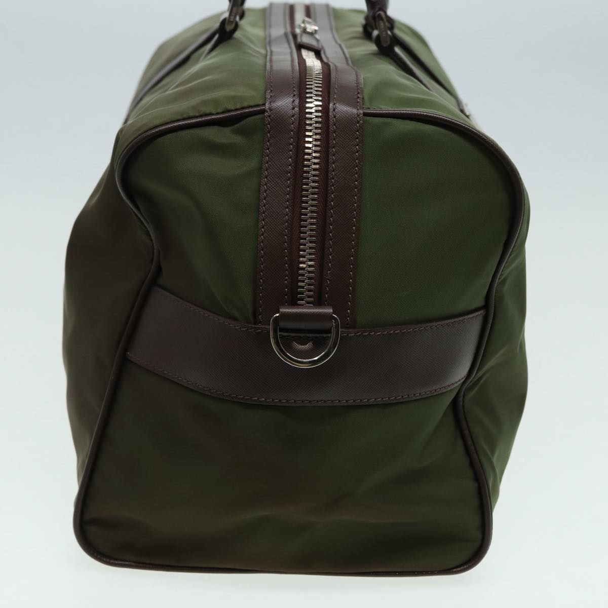 Luxury Prada Boston Bag Nylon Khaki Silver 85295