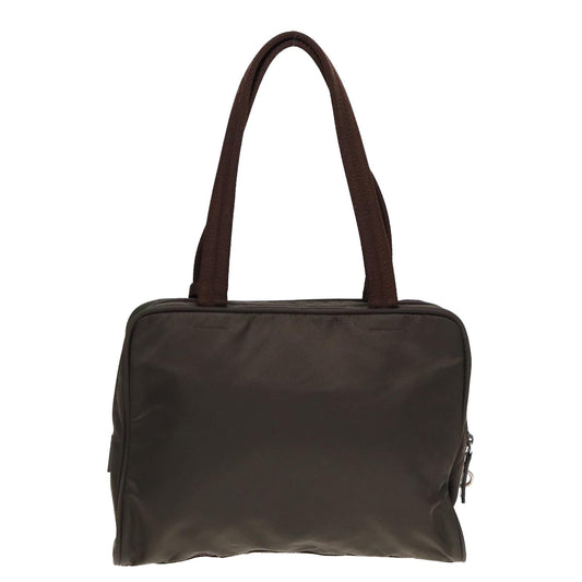 Luxury Prada Tote Bag Nylon Khaki Silver 85398