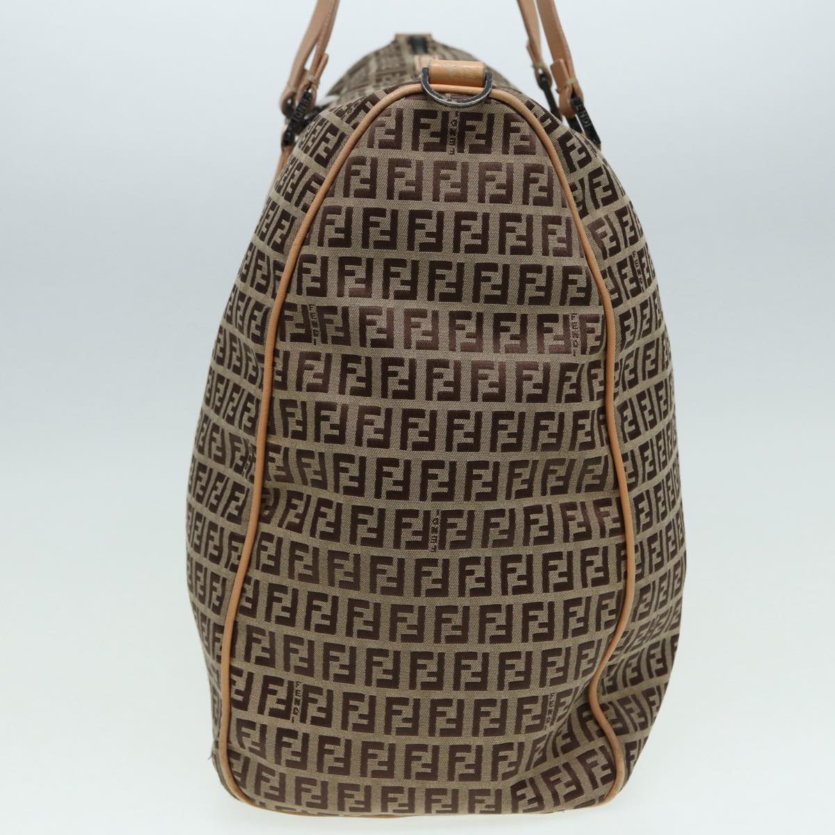 Luxury Fendi Zucchino Canvas Boston Bag 2way Beige Brown85464