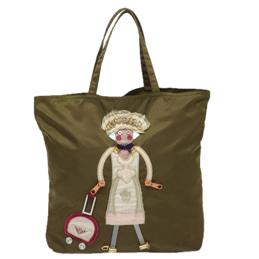 Luxury Prada Tote Bag Nylon Khaki 85540