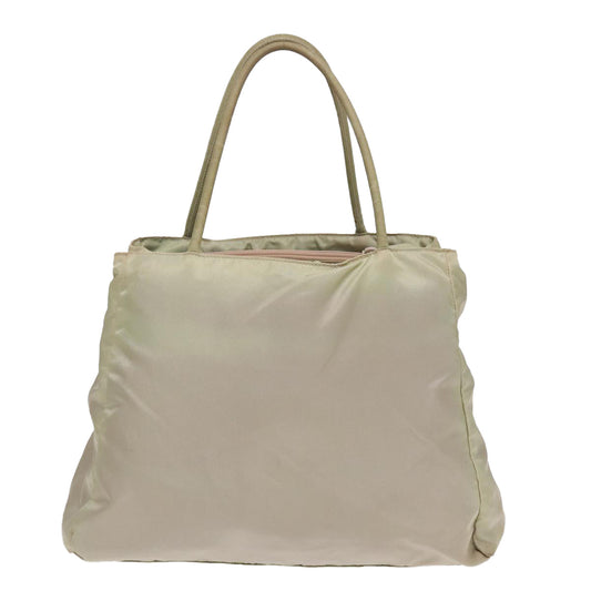 Luxury Prada Tote Bag Nylon Silver Cream 85629