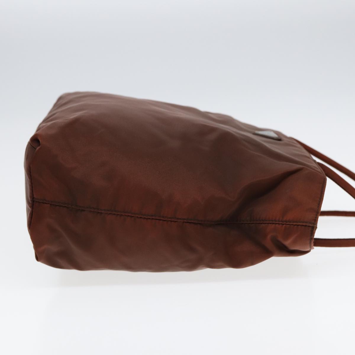 Luxury Prada Tote Bag Nylon Brown Silver 85631