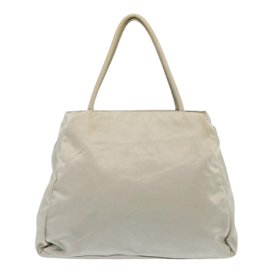 Luxury Prada Tote Bag Nylon Ivory Silver 85638