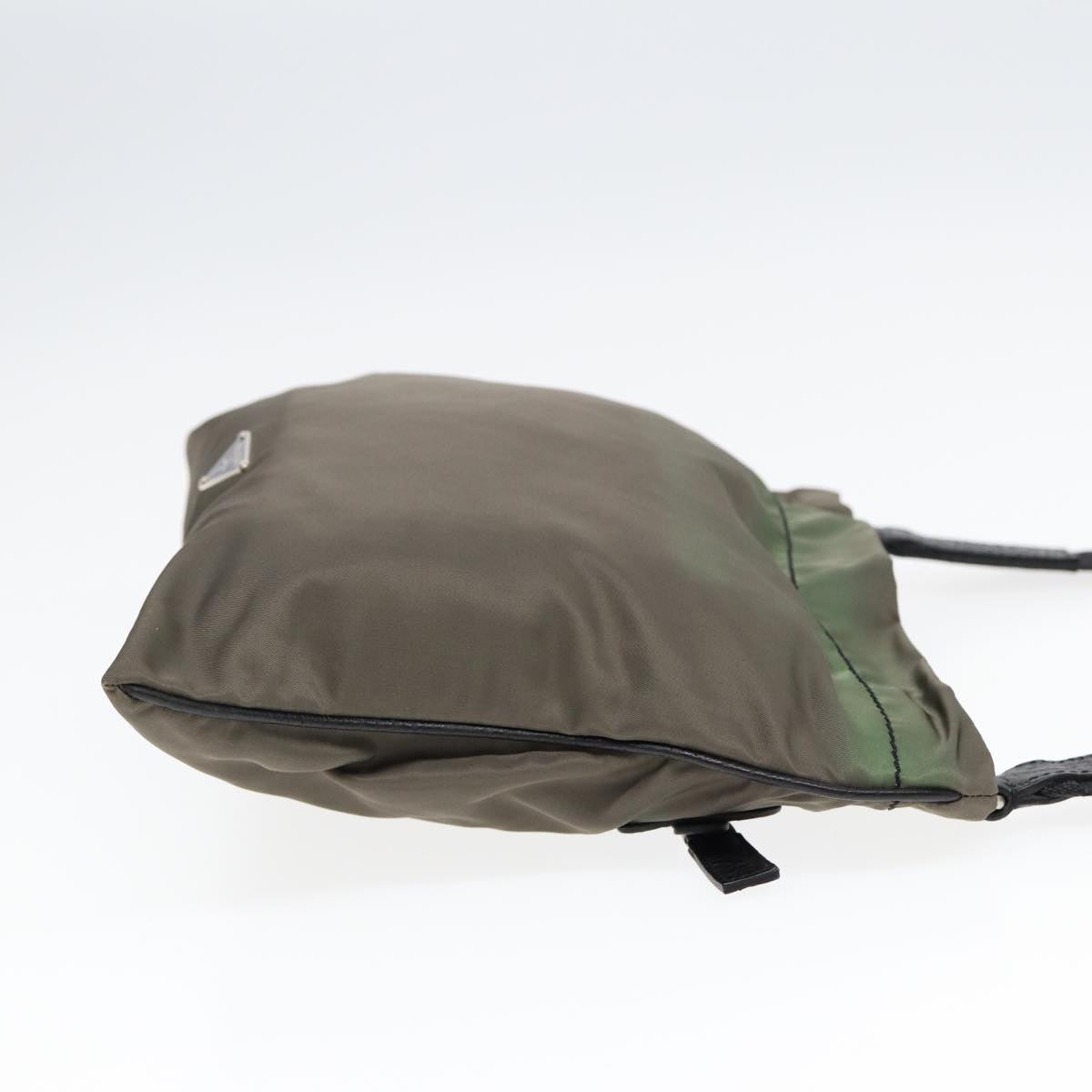 Luxury Prada Shoulder Bag Nylon Khaki Silver 85639