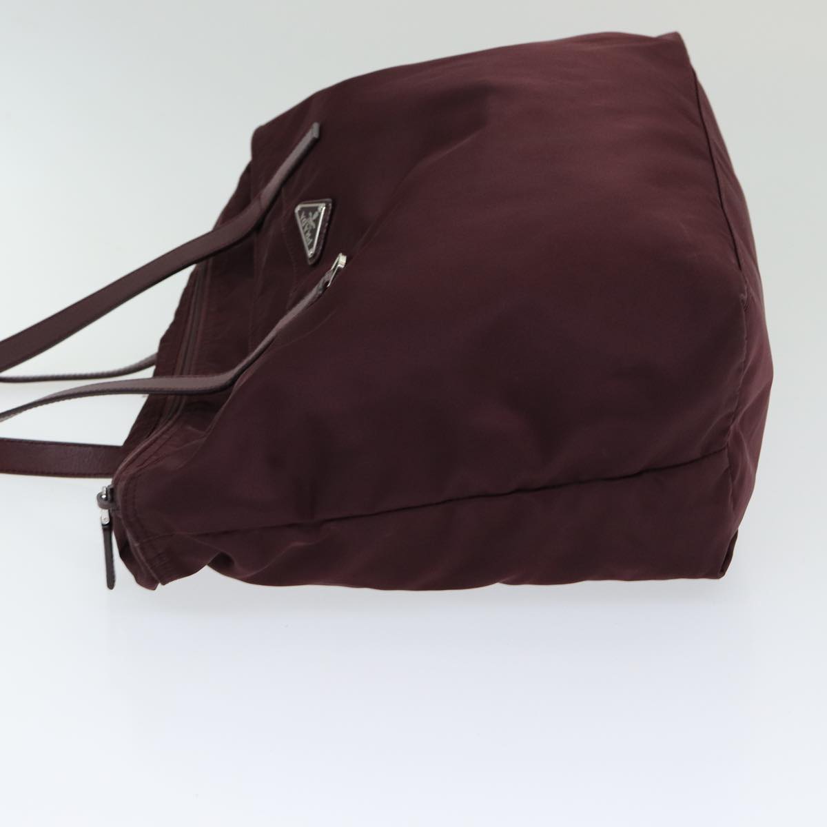 Luxury Prada Tote Bag Nylon Bordeaux Silver 85643