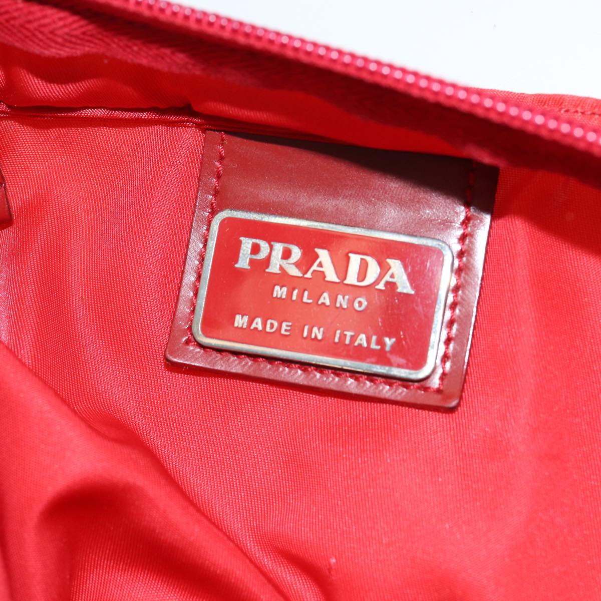 Luxury Prada Tote Bag Nylon Red Silver 85644