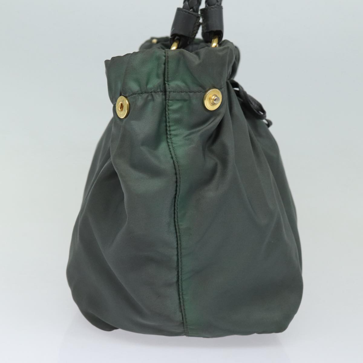 Luxury Prada Hand Bag Nylon 2way Khaki Gold 85700