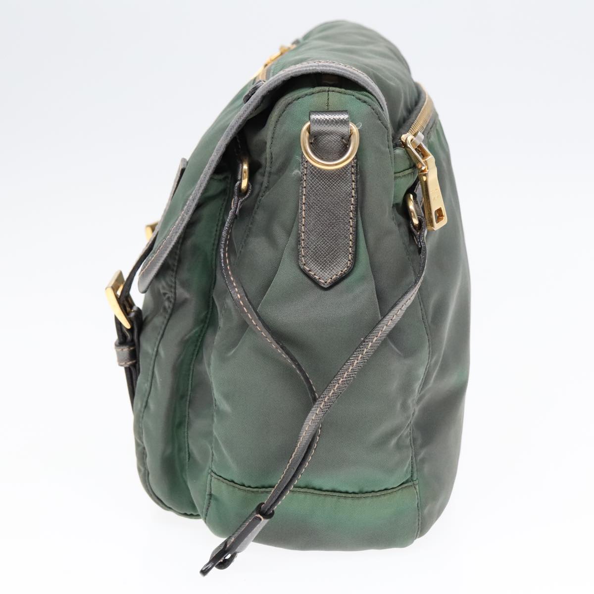 Luxury Prada Shoulder Bag Nylon Green Gold 85711