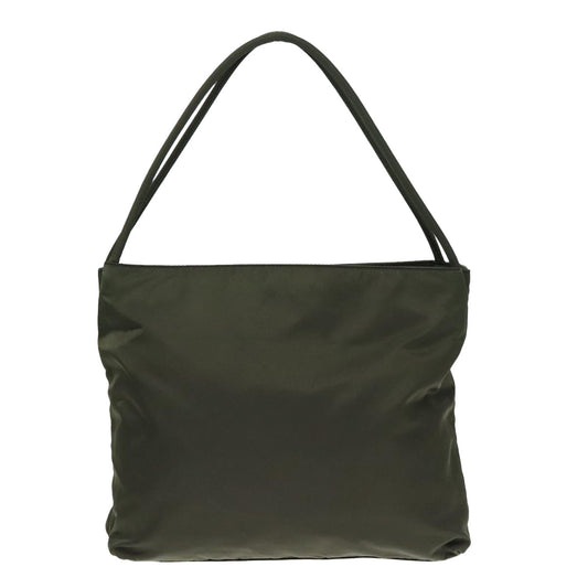 Luxury Prada Hand Bag Nylon Khaki Silver 85766