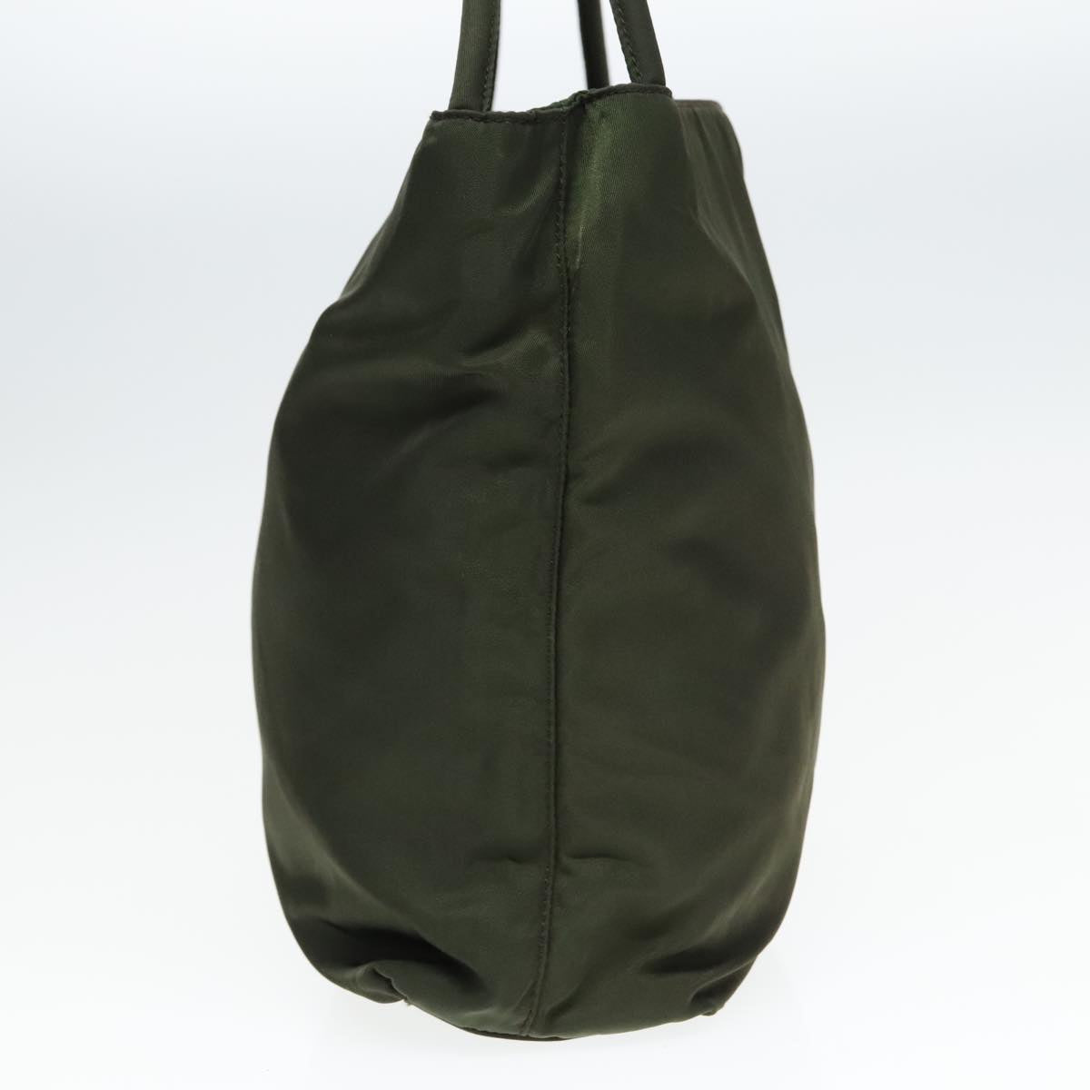 Luxury Prada Hand Bag Nylon Khaki Silver 85766