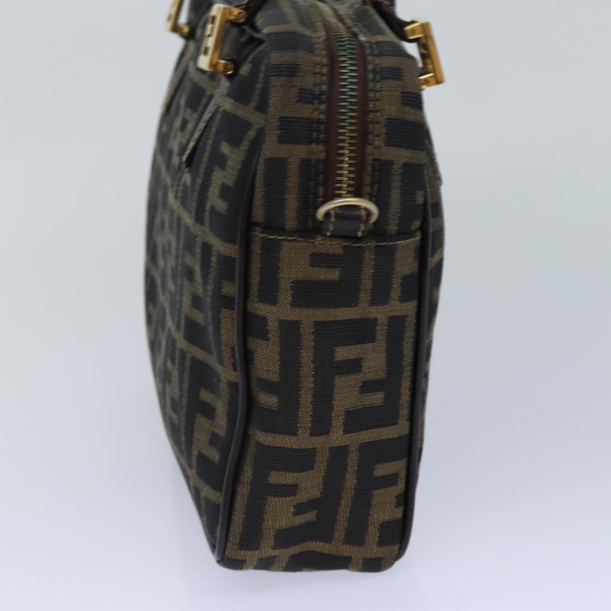 Luxury Fendi Zucca Canvas Hand Bag Brown Black gold85877