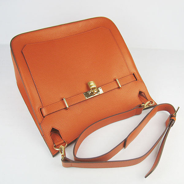 Luxury Hermes Leather Shoulder bag H6508 orange golden