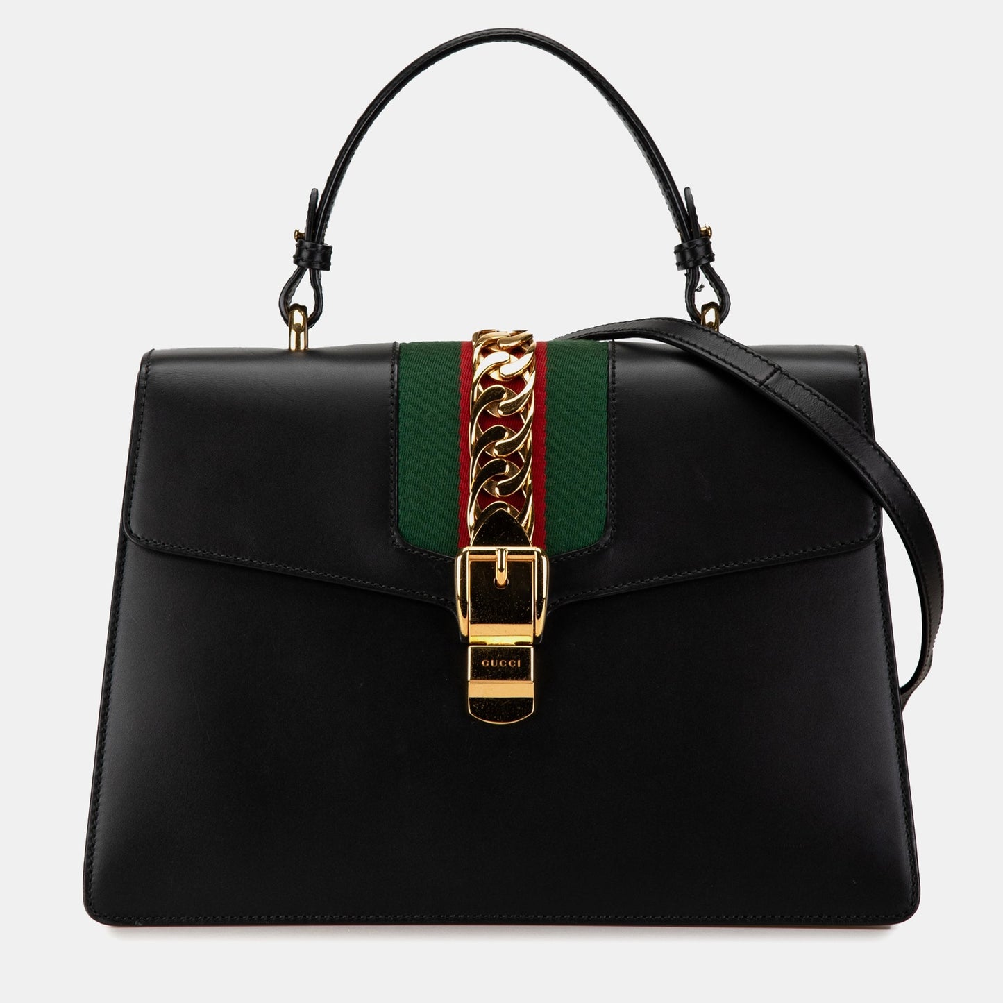 Luxury Gucci Trending 2025 Leather Sylvie Web Satchel Bag