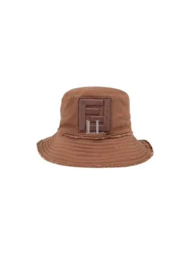 Luxury FendiLogo Patch Bucket Hat Brown