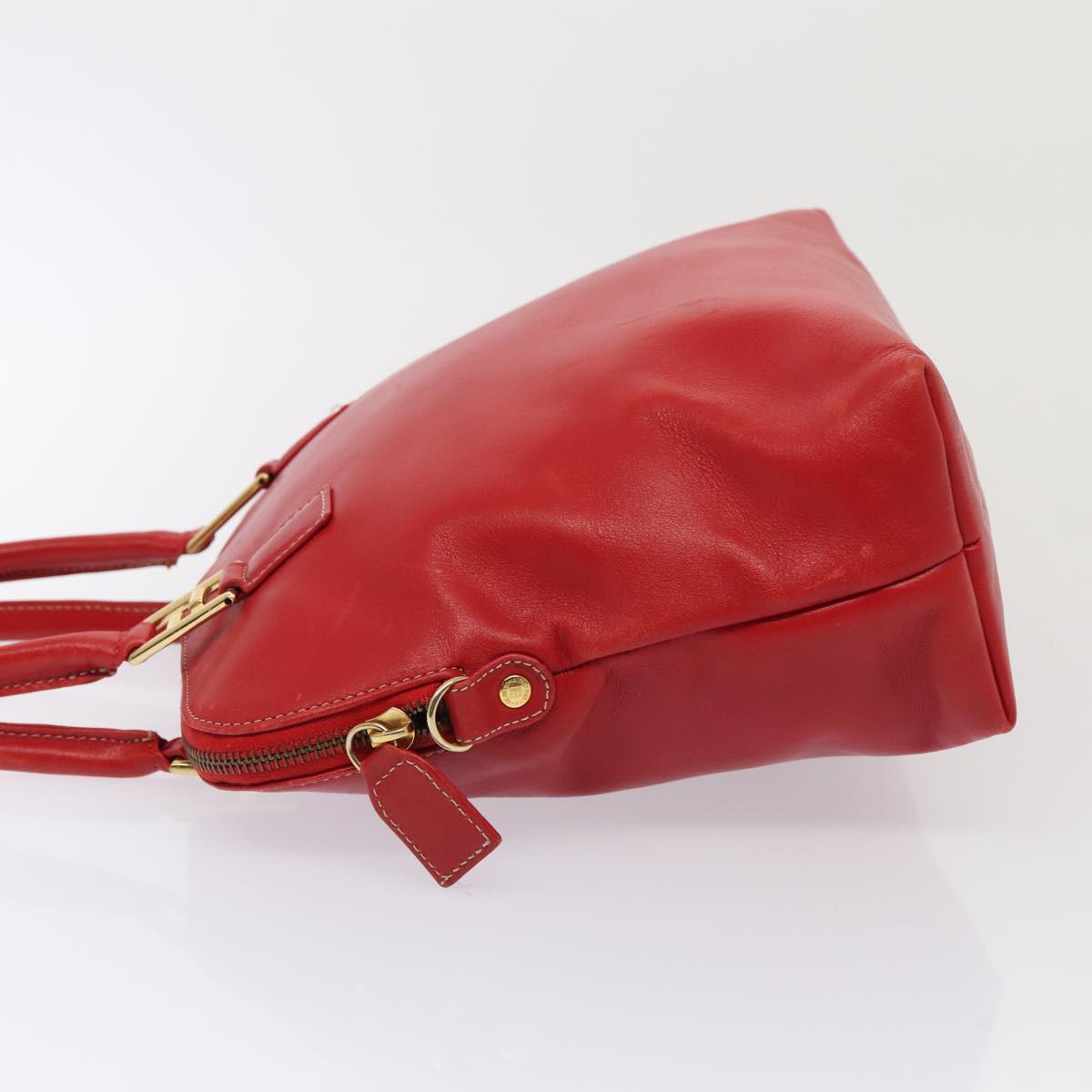 Luxury Fendi Hand Bag Leather 2way Red Gold86044