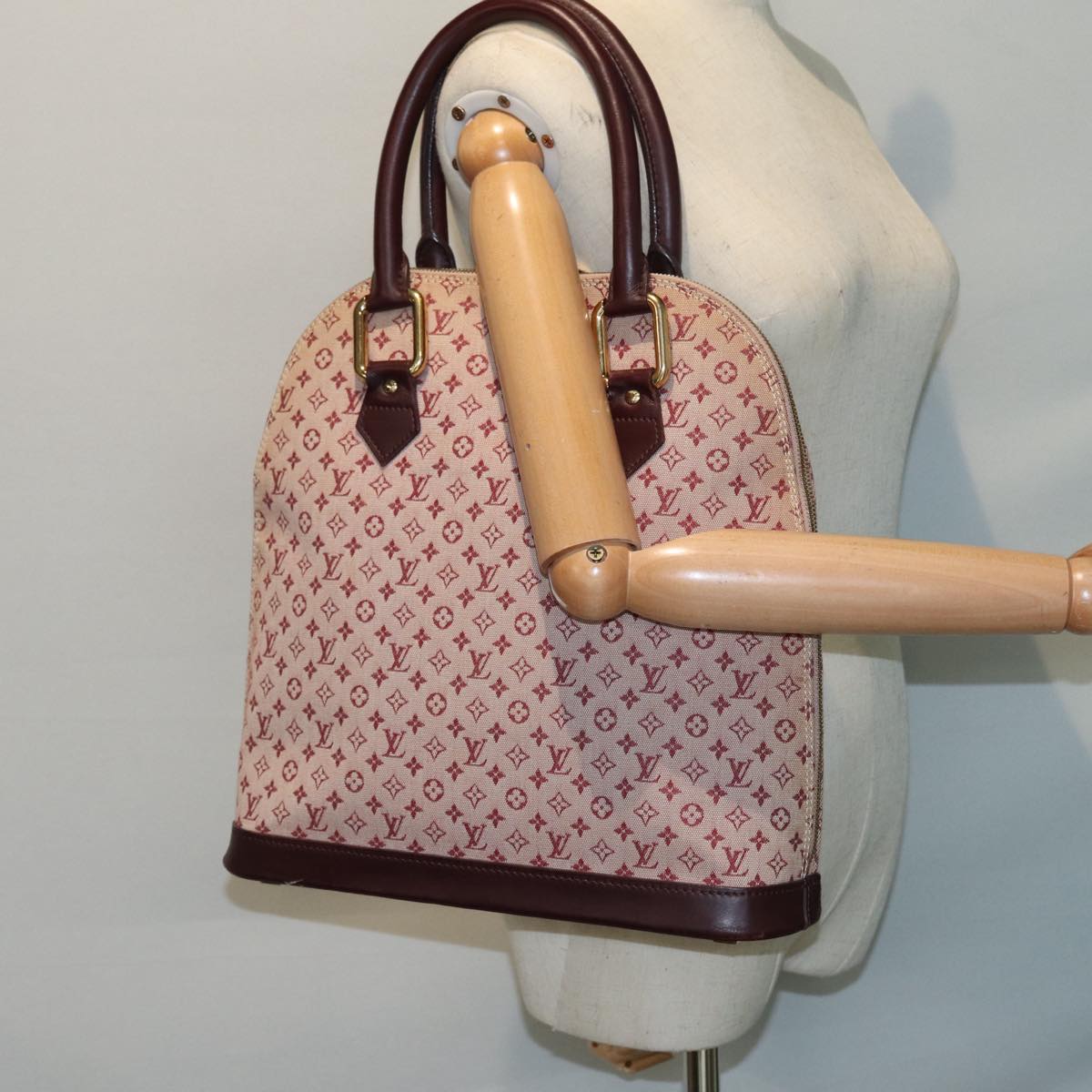LOUIS VUITTON Monogram Mini Alma Haut Hand Bag Red M92204 LV 86110